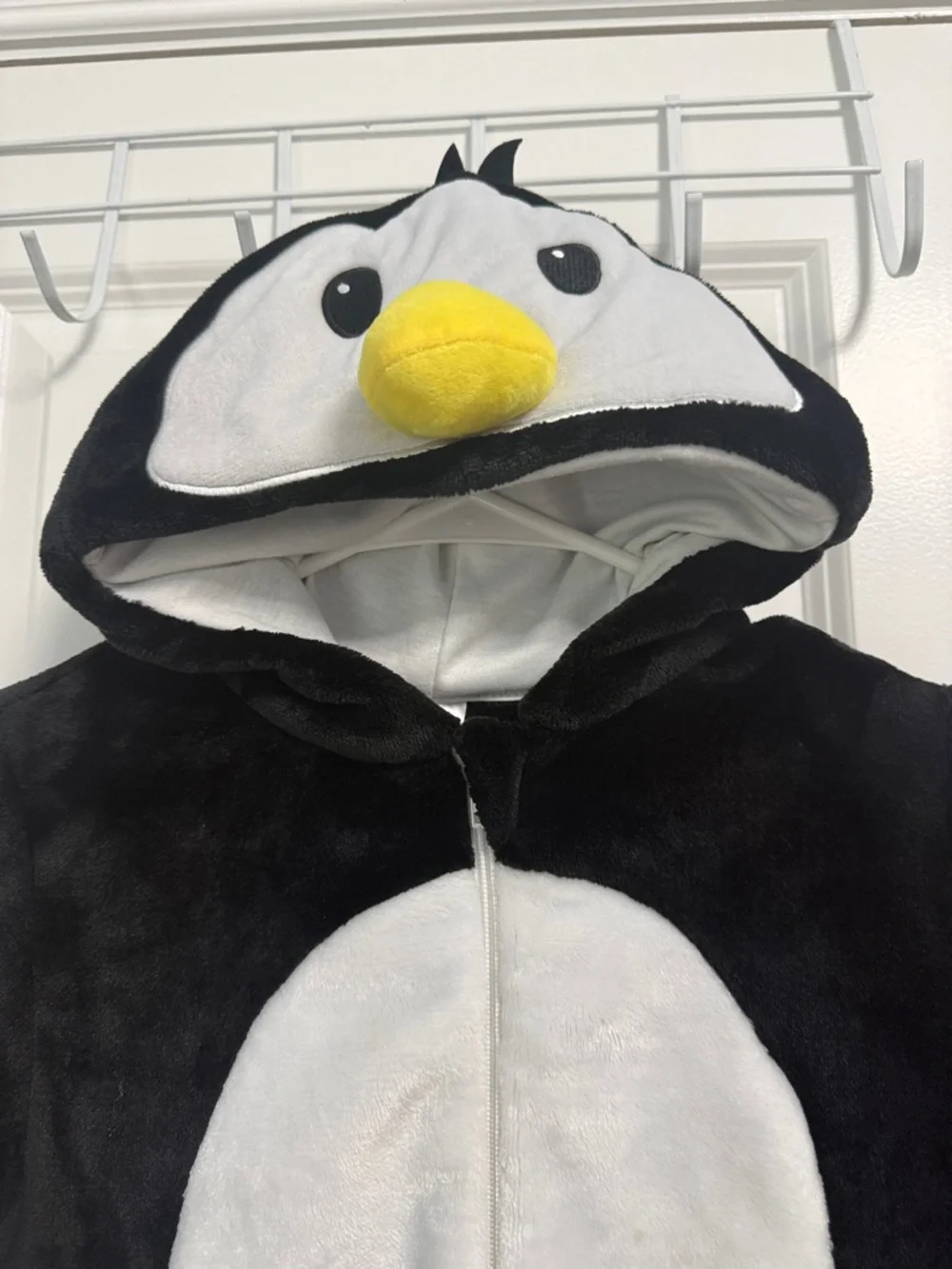 Penguin Plush Hooded Footie One-Piece - Black & White